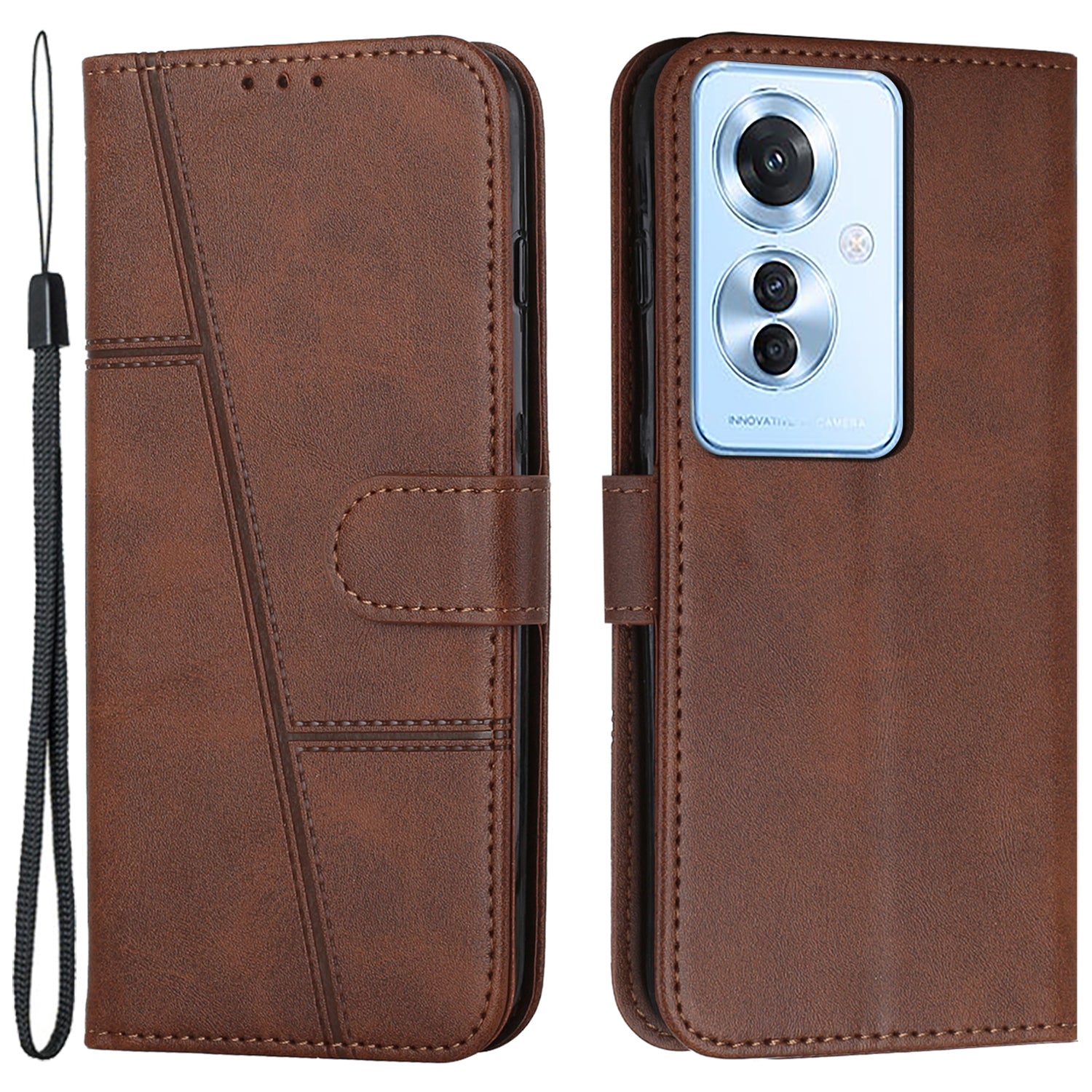 For Oppo Reno11 F 5G / F25 Pro 5G Case PU Leather Calf Texture Phone Cover with 3 Card Holder For Oppo Reno11 F 5G / F25 Pro 5G Case PU Leather Calf Texture Phone Cover with 3 Card Holder
